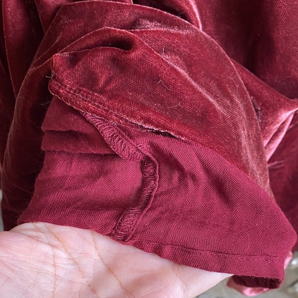 Free People Velvet Smocked Tunic Dress Wine Red Size S Dark Academia - Picture 10 of 14